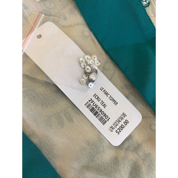 NWT Soft Surroundings Women's Teal Open Front Embellished Kimono - L/XL - Picture 3 of 12